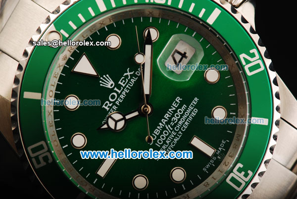 Rolex Submariner Oyster Perpetual Automatic with Green Dial and Green Graduated Bezel-White Round Bead Marking and Small Calendar - Click Image to Close